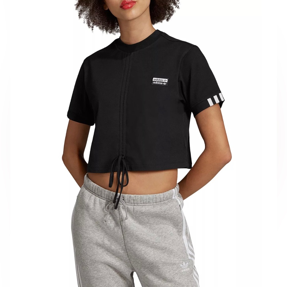 Adidas Ruched Drawstring Cropped Tee